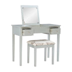 Ensemble coiffeuse argenté massif 36 pouces avec miroir et tabouret rembourré