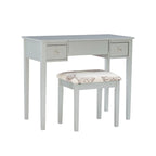 Ensemble coiffeuse argenté massif 36 pouces avec miroir et tabouret rembourré