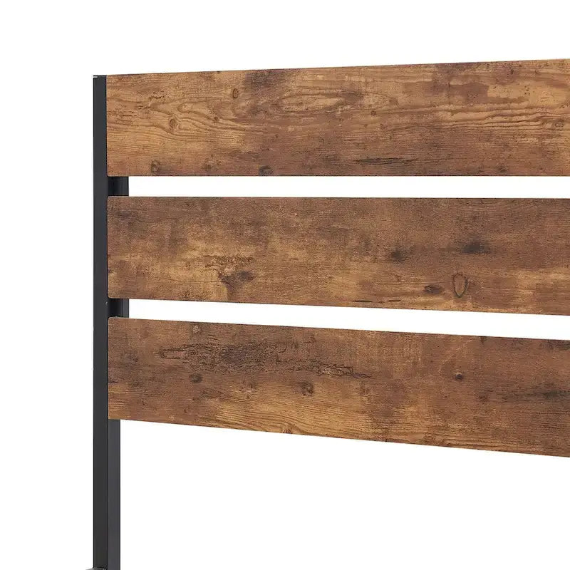 Ensemble lit industriel 3 pièces et tables de chevet carrées modernes Taomika