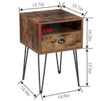 Ensemble lit industriel 3 pièces et tables de chevet carrées modernes Taomika