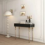 Console moderne en bois noir avec pieds dorés