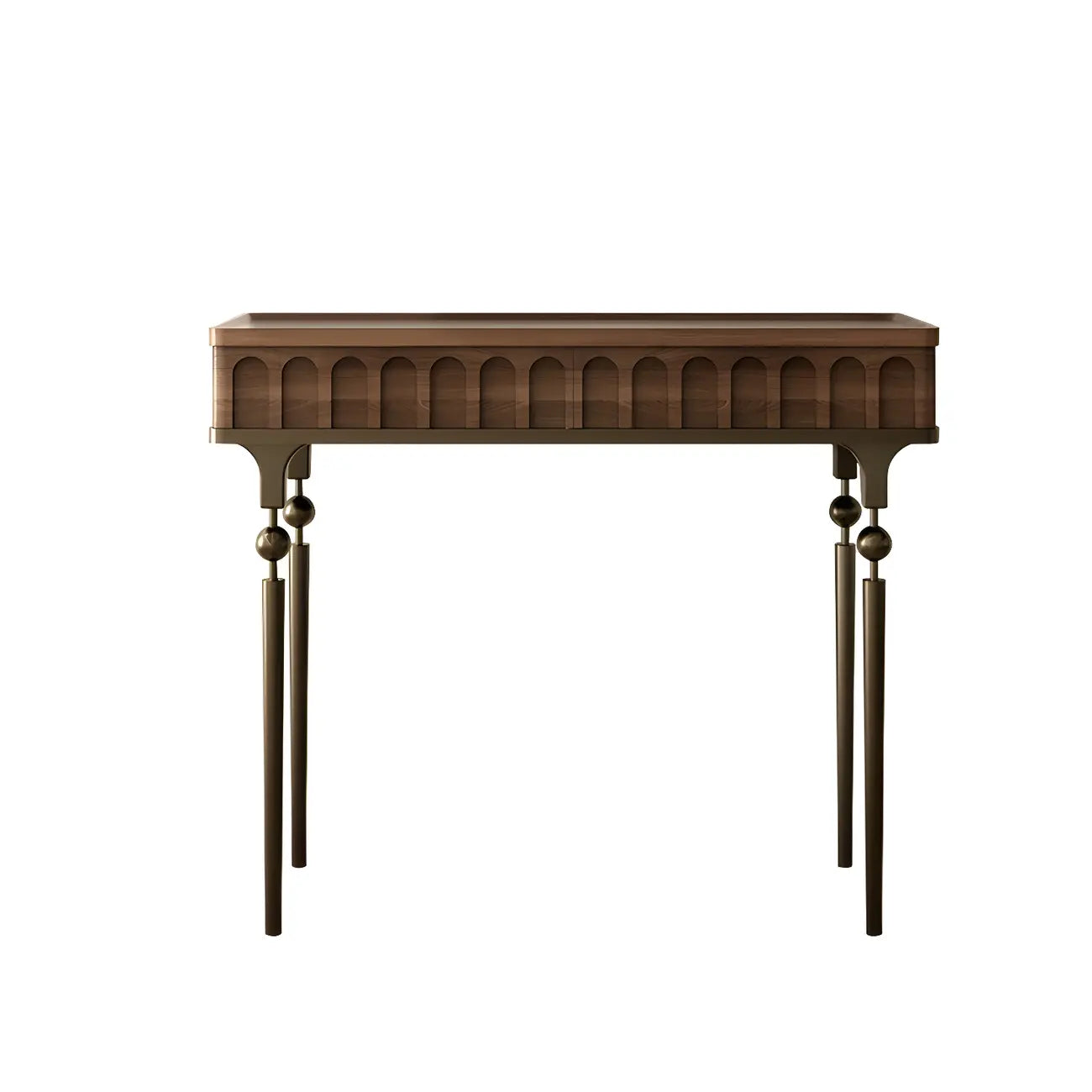Console moderne en bois noir avec pieds dorés
