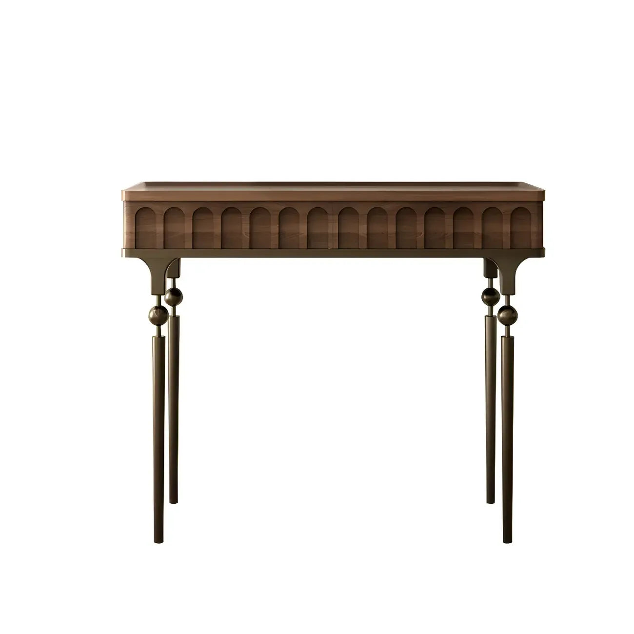 Console moderne en bois noir avec pieds dorés