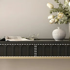Console moderne en bois noir avec pieds dorés