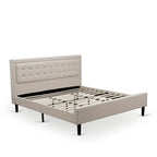 Ensemble de chambre à coucher East West Furniture Platform King Size avec 1 cadre de lit et tables de chevet - Tissu lin beige brume (Options de pièces)