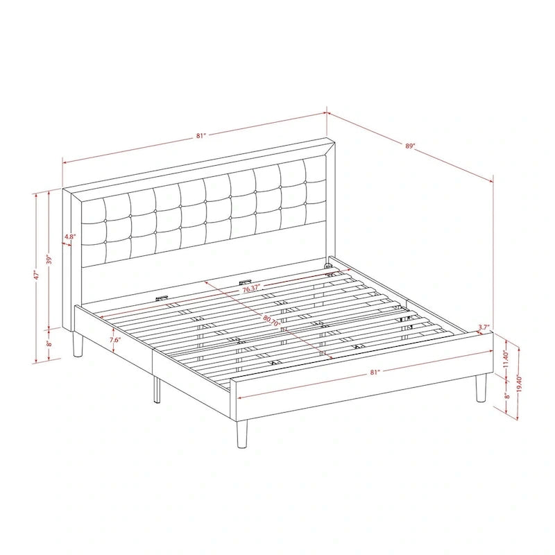 Ensemble de chambre à coucher East West Furniture Platform King Size avec 1 cadre de lit et tables de chevet - Tissu lin beige brume (Options de pièces)