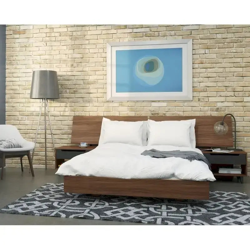 Camera da letto 4 pezzi Nexera Alibi, Noce e Carbone