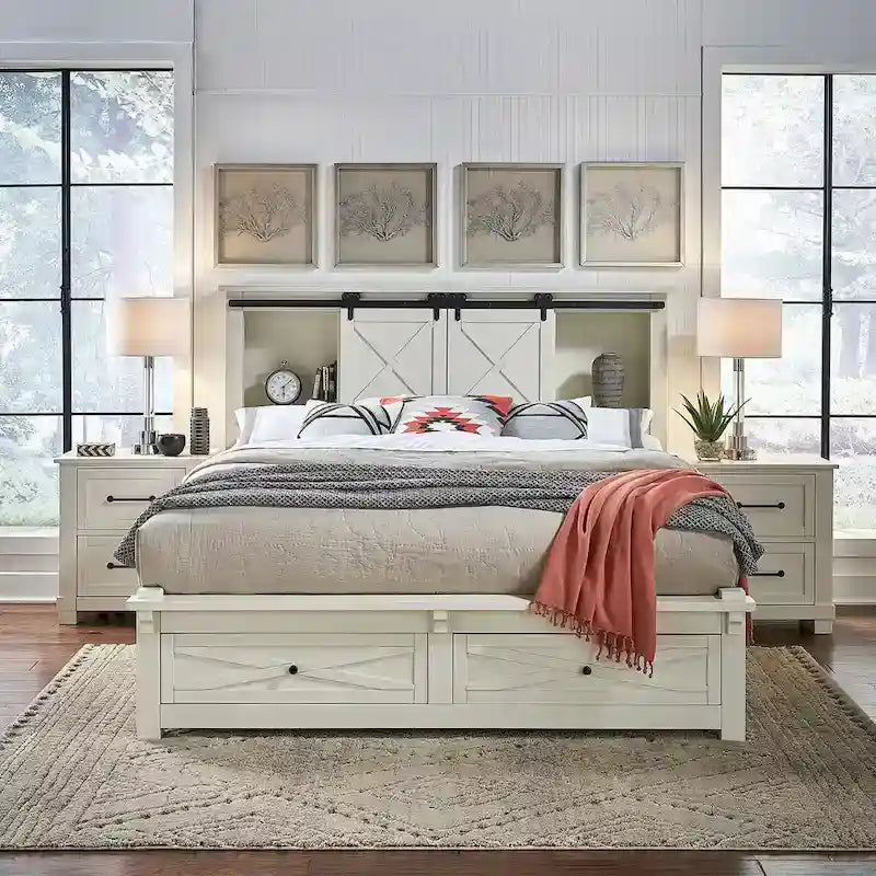 Collection de chambre à coucher Simply Solid Shanna en bois massif, 6 pièces avec rangement