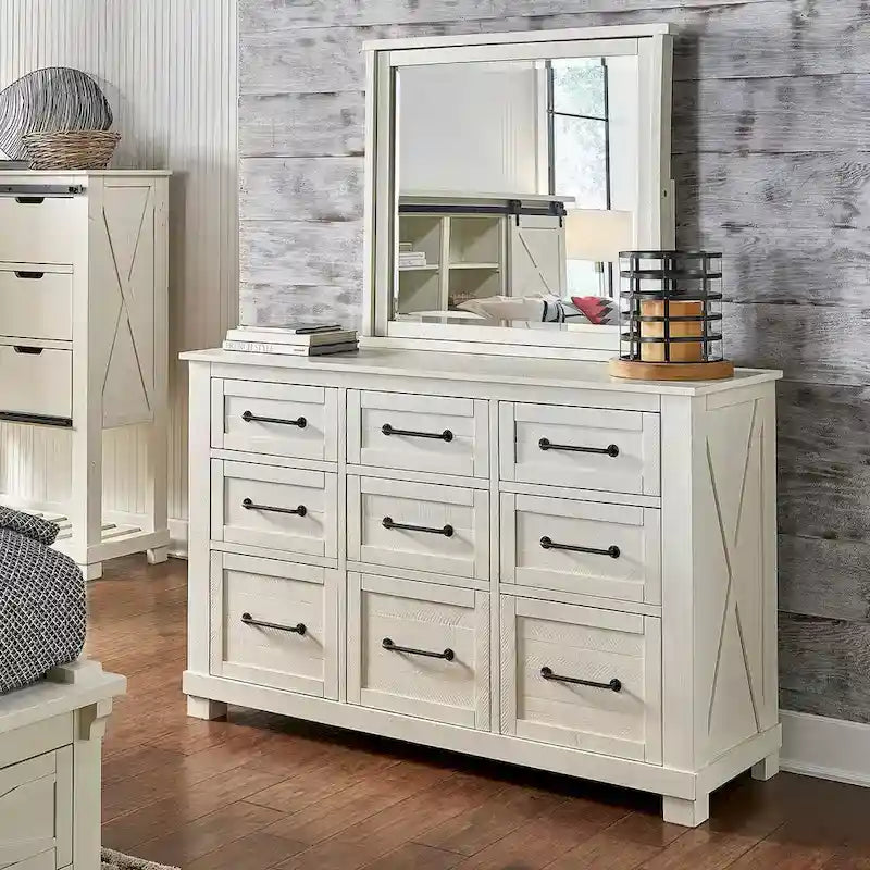 Collection de chambre à coucher Simply Solid Shanna en bois massif, 6 pièces avec rangement