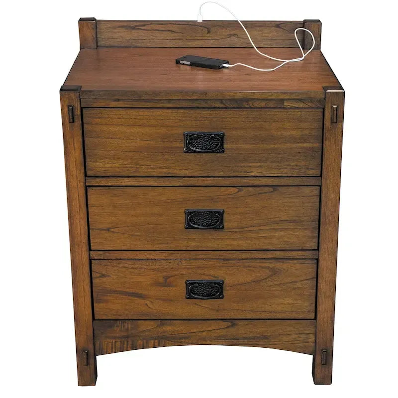 Ensemble de chambre à coucher Aira 3 pièces en bois massif avec rangement pour lit queen