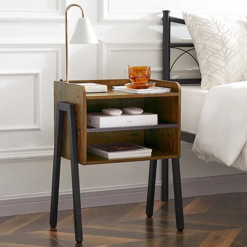 Ensemble de chambre à coucher 3 pièces comprenant un cadre de lit plateforme noir et un ensemble de 2 tables de chevet