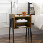 Ensemble de chambre à coucher 3 pièces comprenant un cadre de lit plateforme noir et un ensemble de 2 tables de chevet