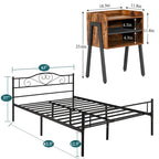 Ensemble de chambre à coucher 3 pièces comprenant un cadre de lit plateforme noir et un ensemble de 2 tables de chevet