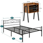 Ensemble de chambre à coucher 3 pièces comprenant un cadre de lit plateforme noir et un ensemble de 2 tables de chevet