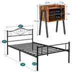 Ensemble de chambre à coucher 3 pièces comprenant un cadre de lit plateforme noir et un ensemble de 2 tables de chevet