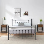 Ensemble de chambre à coucher Javlergo 3 pièces avec cadre de lit plateforme en métal et ensemble de 2 tables de chevet