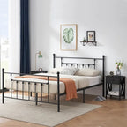 Ensemble de chambre à coucher Javlergo 3 pièces avec cadre de lit plateforme en métal et ensemble de 2 tables de chevet