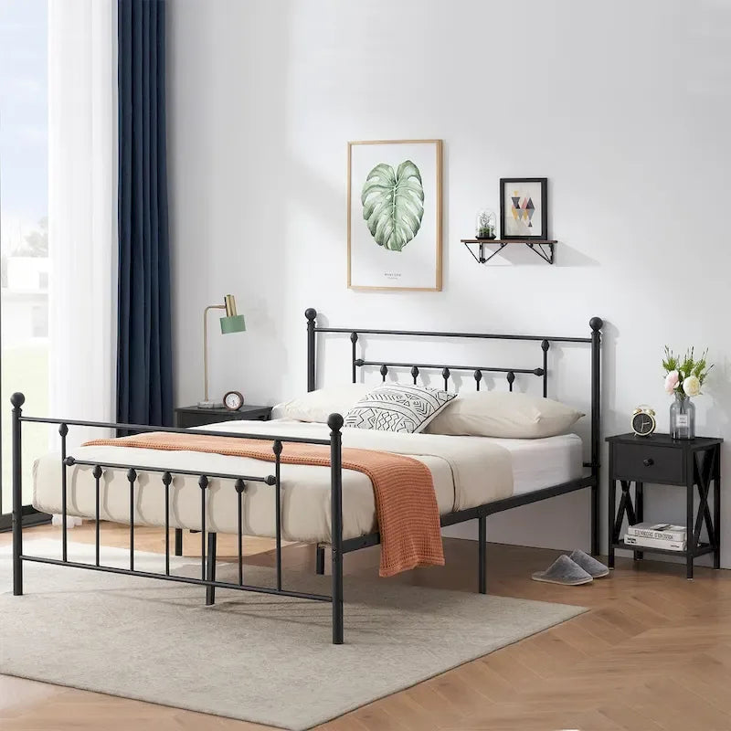 Ensemble de chambre à coucher Javlergo 3 pièces avec cadre de lit plateforme en métal et ensemble de 2 tables de chevet