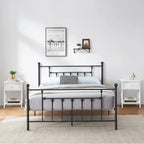 Ensemble de chambre à coucher Javlergo 3 pièces avec cadre de lit plateforme en métal et ensemble de 2 tables de chevet