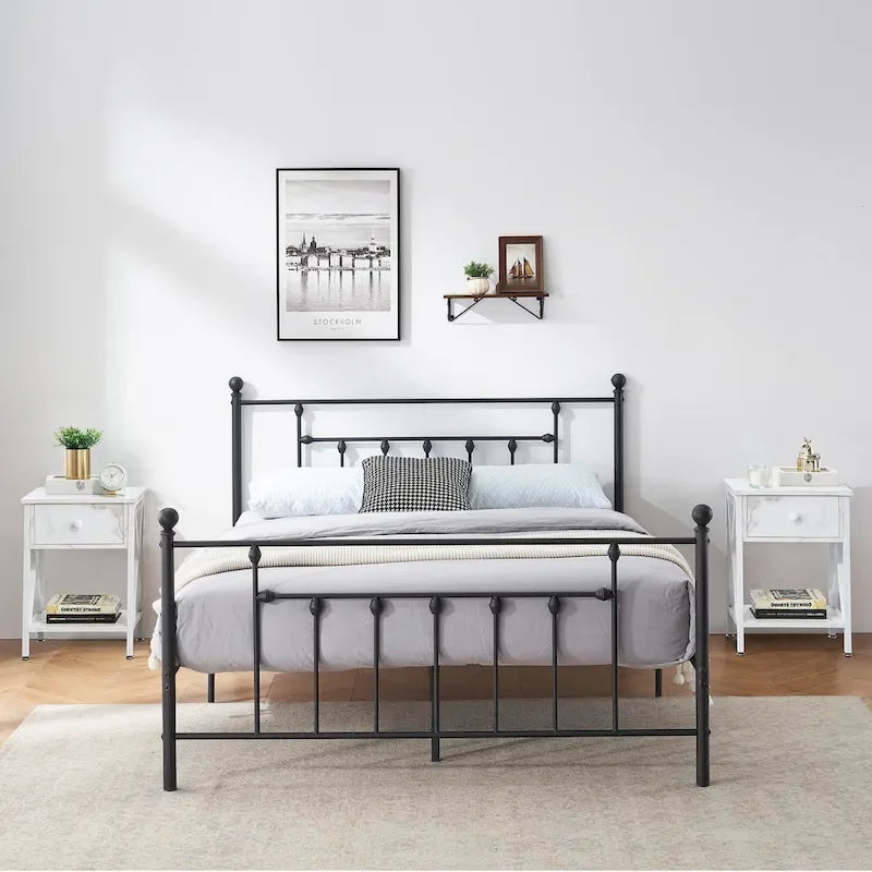 Ensemble de chambre à coucher Javlergo 3 pièces avec cadre de lit plateforme en métal et ensemble de 2 tables de chevet