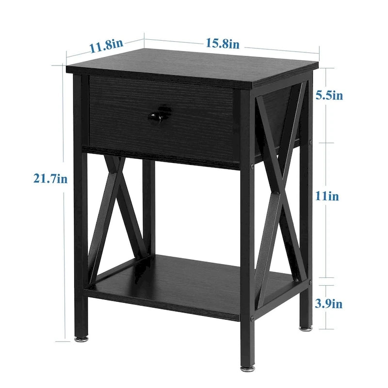 Ensemble de chambre à coucher Javlergo 3 pièces avec cadre de lit plateforme en métal et ensemble de 2 tables de chevet