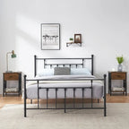 Ensemble de chambre à coucher Javlergo 3 pièces avec cadre de lit plateforme en métal et ensemble de 2 tables de chevet