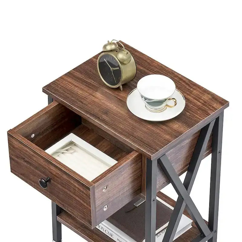 Ensemble de chambre à coucher Javlergo 3 pièces avec cadre de lit plateforme en métal et ensemble de 2 tables de chevet