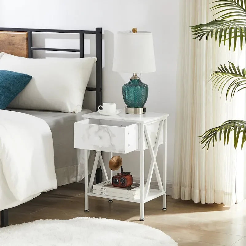 Ensemble de chambre à coucher Javlergo 3 pièces avec cadre de lit plateforme en métal et ensemble de 2 tables de chevet