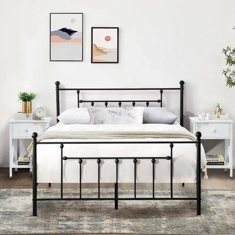 Ensemble de chambre à coucher Javlergo 3 pièces avec cadre de lit plateforme en métal et ensemble de 2 tables de chevet