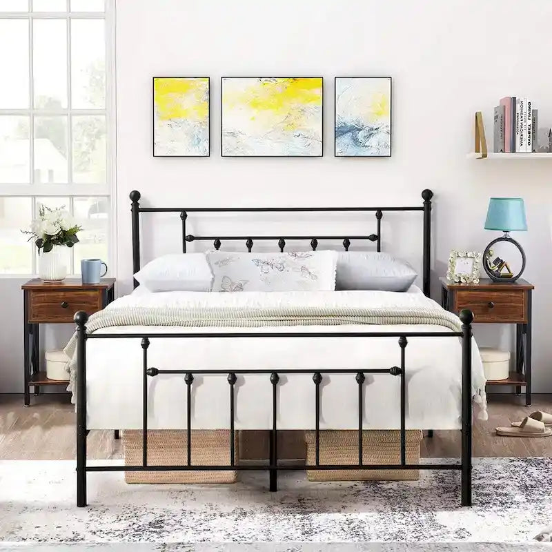Ensemble de chambre à coucher Javlergo 3 pièces avec cadre de lit plateforme en métal et ensemble de 2 tables de chevet