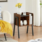 Ensemble de chambre à coucher 3 pièces Javlergo : cadre de lit plateforme en métal de style industriel avec tête de lit et ensemble de 2 tables de chevet, marron rustique