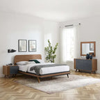 Ensemble de chambre à coucher Dylan 4 pièces comprenant lit, table de chevet, commode et miroir.