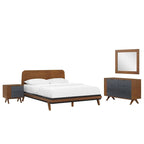Ensemble de chambre à coucher Dylan 4 pièces comprenant lit, table de chevet, commode et miroir.