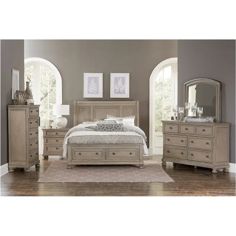 Donald 6 Piece Gray Modern Sleigh Storage Platform Bedroom Set