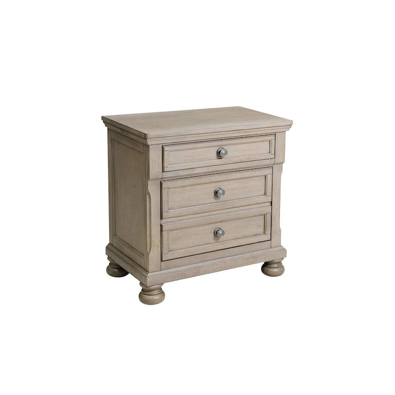 Ensemble de chambre à coucher moderne Donald 6 pièces gris avec plateforme de rangement et traîneau
