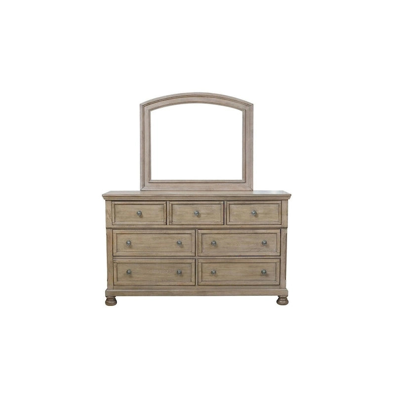 Ensemble de chambre à coucher moderne Donald 6 pièces gris avec plateforme de rangement et traîneau