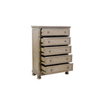 Ensemble de chambre à coucher moderne Donald 6 pièces gris avec plateforme de rangement et traîneau