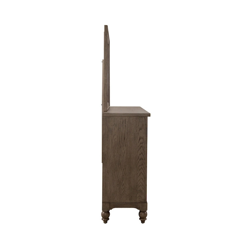 Ensemble de chambre à coucher style ferme américaine comprenant un lit, une commode, un miroir et une table de chevet