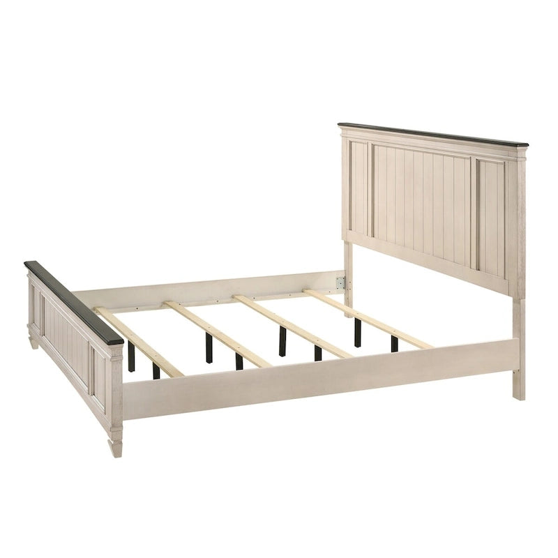 Ensemble de chambre à coucher Roseanne 5 pièces, panneaux crème et marron
