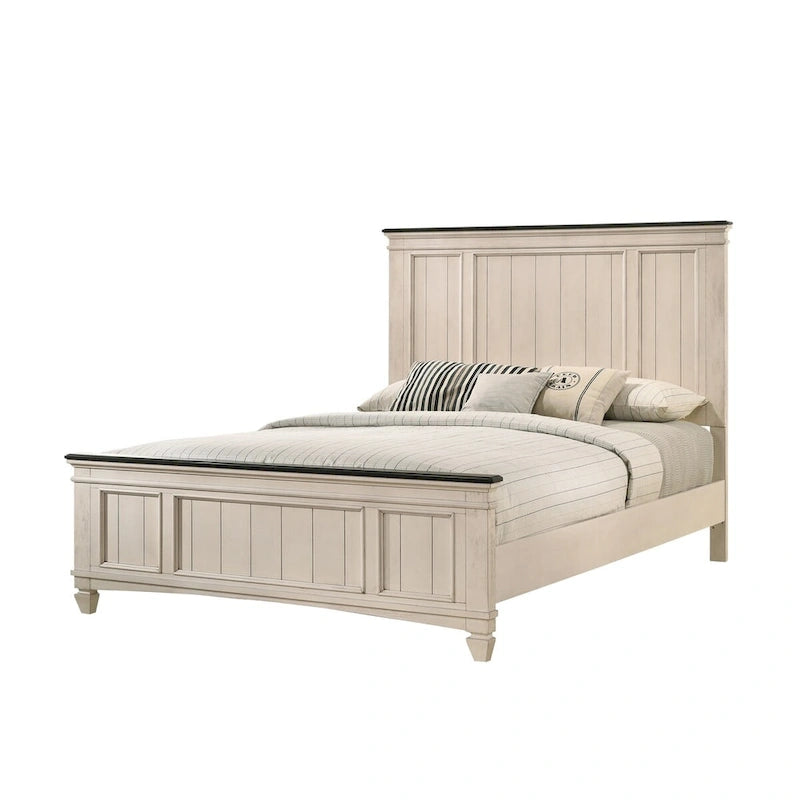 Ensemble de chambre à coucher Roseanne 5 pièces, panneaux crème et marron