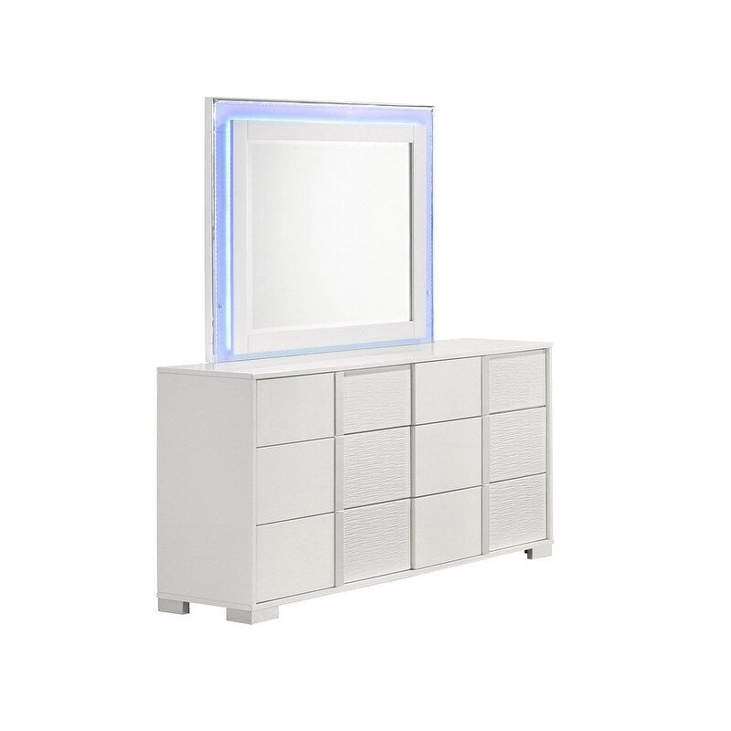 Ensemble de chambre à coucher B750 laqué blanc avec éclairage LED de qualité supérieure