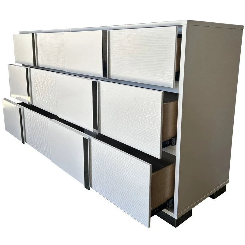 Ensemble de chambre à coucher B750 laqué blanc avec éclairage LED de qualité supérieure