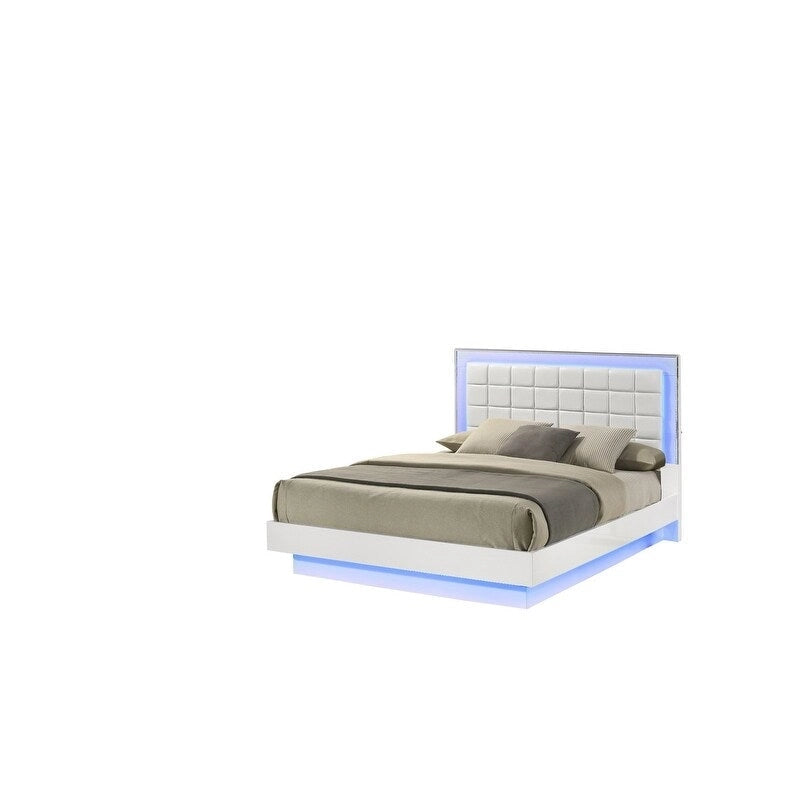 Ensemble de chambre à coucher B750 laqué blanc avec éclairage LED de qualité supérieure