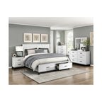 Ensemble de chambre à coucher moderne Saratoga 3 pièces blanc avec plateforme de rangement