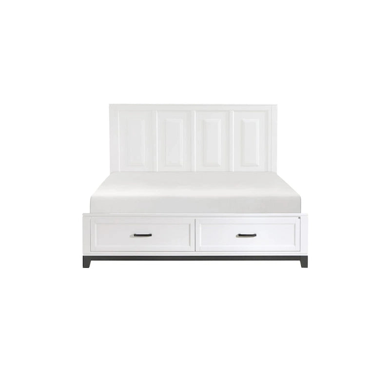 Ensemble de chambre à coucher moderne Saratoga 3 pièces blanc avec plateforme de rangement