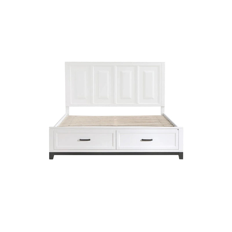 Ensemble de chambre à coucher moderne Saratoga 3 pièces blanc avec plateforme de rangement