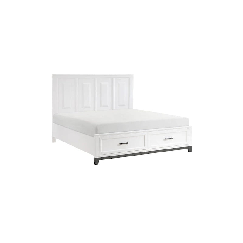 Ensemble de chambre à coucher moderne Saratoga 3 pièces blanc avec plateforme de rangement