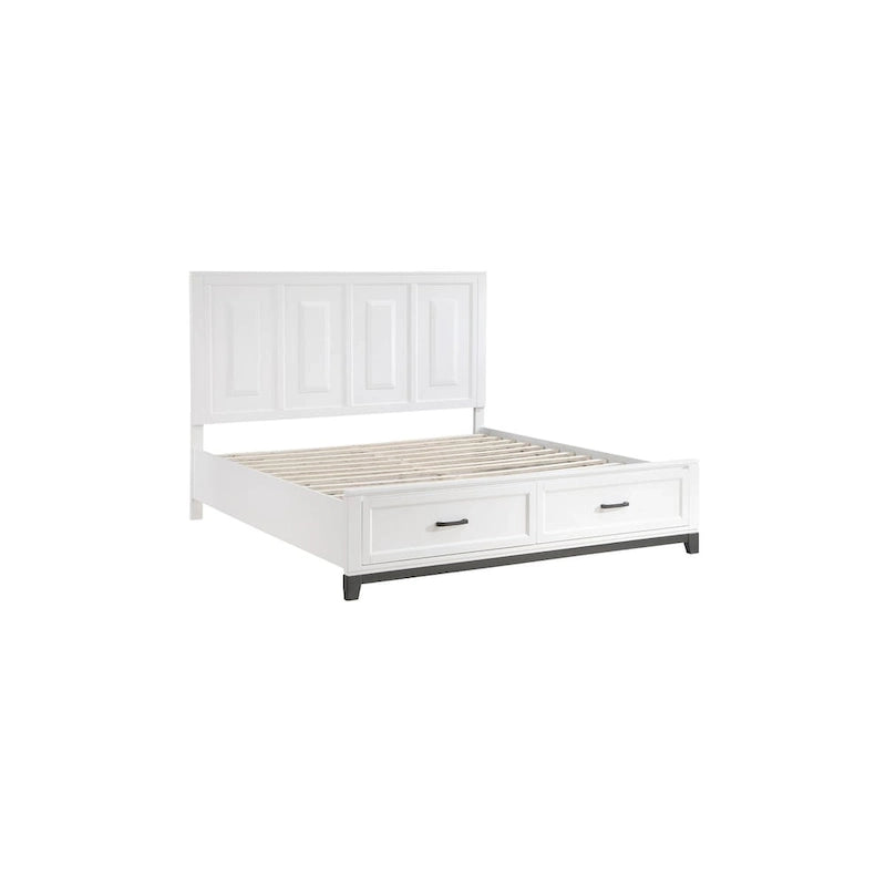 Ensemble de chambre à coucher moderne Saratoga 3 pièces blanc avec plateforme de rangement