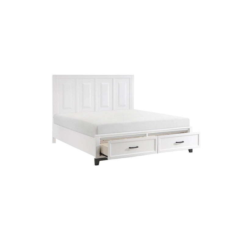 Ensemble de chambre à coucher moderne Saratoga 3 pièces blanc avec plateforme de rangement