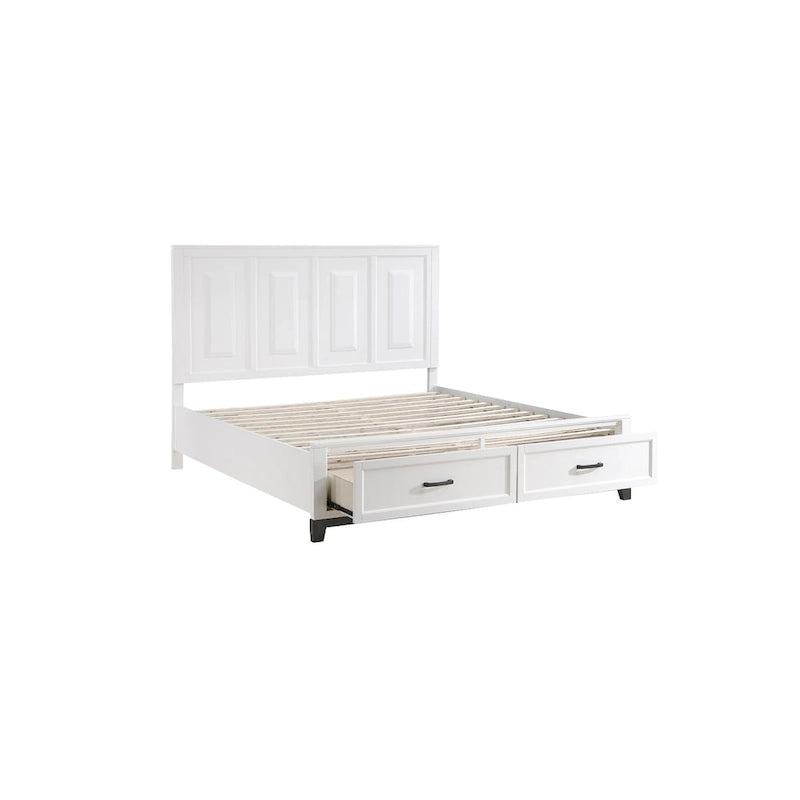 Ensemble de chambre à coucher moderne Saratoga 3 pièces blanc avec plateforme de rangement